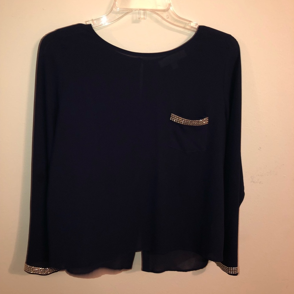Long sleeve partial open back shirt